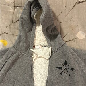 Feejays Gray Hooded Zip Jacket with Sherpa Lining